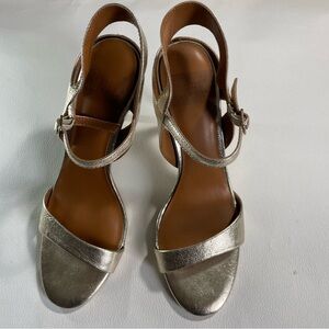 H by Halston Gold and Brown Sandals with Sleek Ankle Strap